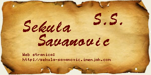 Sekula Savanović vizit kartica